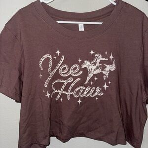 Brown Yee Haw Graphic Crop Top